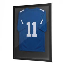 VEVOR Jersey Frame Display Case, 35.4 x 27.6 x 1.2 in, Wooden Sport Jersey Shadow Box with 98% UV Protection PC Panel and Hanger, for Baseball Basketball Football Hockey Shirt Sport Uniform, Black