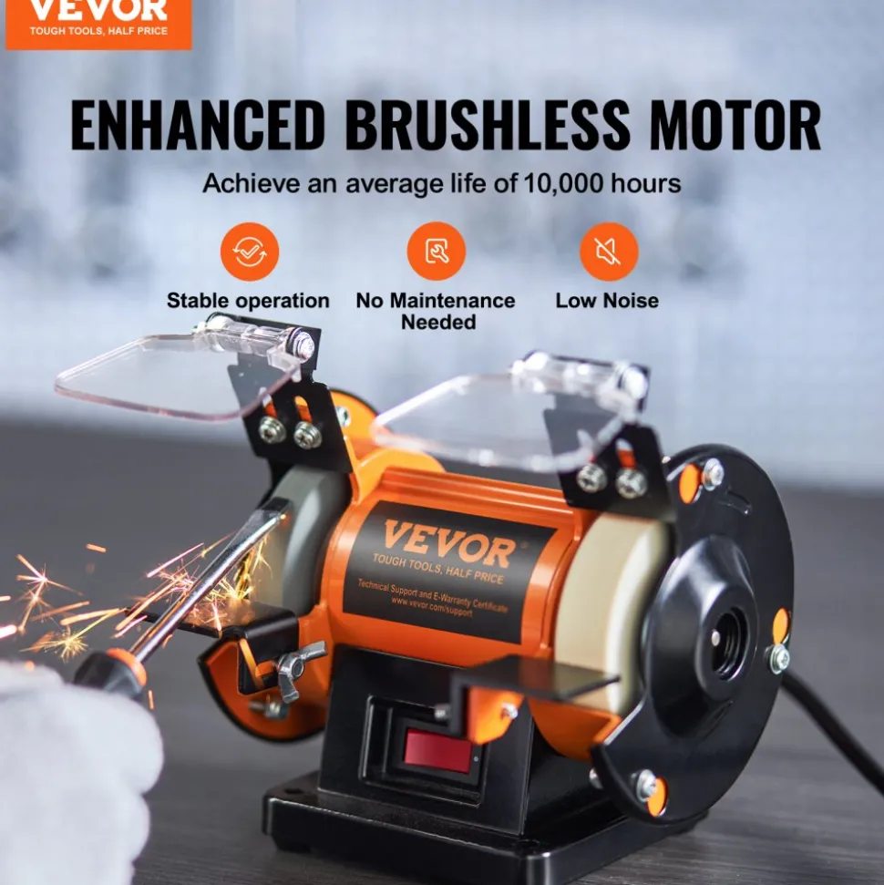 VEVOR Jewelry Polisher, Bench Grinder Polishing & Buffing Machine, 3590RPM Bench Lathe Polisher with 1 Wool Wheel & 1 Abrasive Fiber Wheel & 1 Grinding Wheel & 100pcs Tools