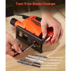 VEVOR Jig Saw, 6.5 Amp, 3000 SPM Blade Speed, Electric Jigsaw with 6 pcs Blades, LED Light, 6 Variable Speed, 0- 45° Bevel Cuts, 4 Orbital Settings for Straight/Circle Cutting, for Wood and Metal