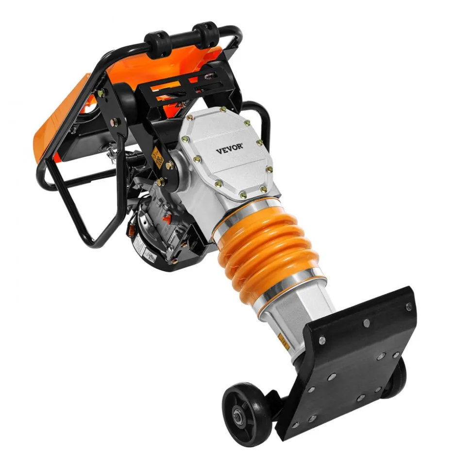 VEVOR Jumping Jack Compactor, 6.5 HP Vibratory Rammer Fuel-Powered 196 cc Engine Tamper, 3600 lbs Impact Force, 26" Max Compaction Depth, for Soil, Gravel, Footings, Concrete Slabs, and Foundations