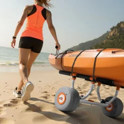 VEVOR Kayak Cart, 350 lbs Load Capacity, Kayak Trolley with 12-inch Inflatable PU Tires & 2 Straps, Assembles & Disassembles Within Seconds, Paddle Board Trolley for Carrying Kayaks and Canoes