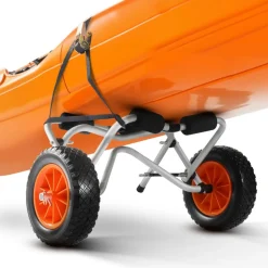 VEVOR Kayak Cart, 250 lbs Load Capacity, Foldable Kayak Trolley with 10-inch Solid Rubber Tires & 1 Ratchet Strap, Paddle Board Trolley for Carrying Kayaks, Canoes, Paddleboards, Float Mats, Jon Boats