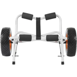 VEVOR Kayak Cart, 250 lbs Load Capacity, Foldable Kayak Trolley with 10-inch Solid Rubber Tires & 1 Ratchet Strap, Paddle Board Trolley for Carrying Kayaks, Canoes, Paddleboards, Float Mats, Jon Boats