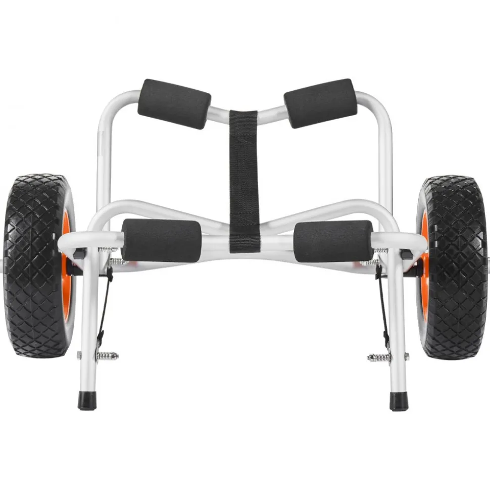 VEVOR Kayak Cart, 250 lbs Load Capacity, Foldable Kayak Trolley with 10-inch Solid Rubber Tires & 1 Ratchet Strap, Paddle Board Trolley for Carrying Kayaks, Canoes, Paddleboards, Float Mats, Jon Boats