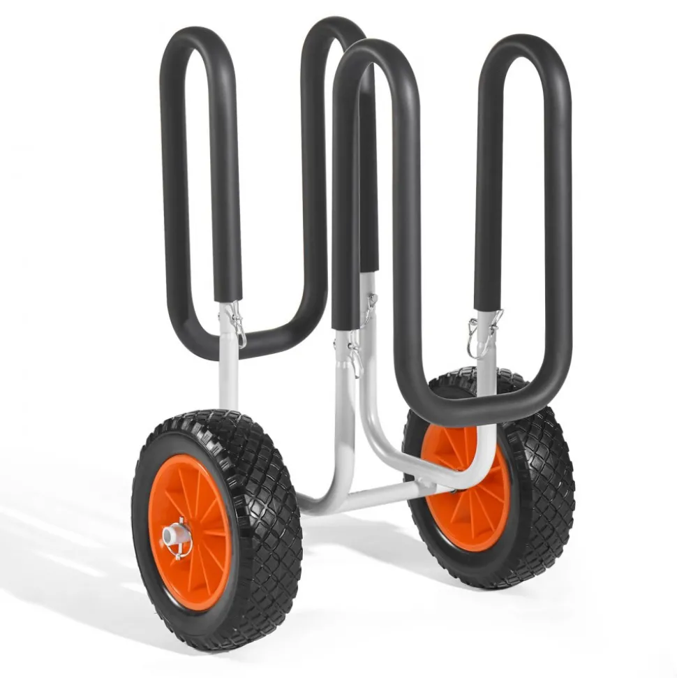 VEVOR Kayak Cart, 150 lbs Load Capacity, Stand Up Paddle Board Trolley with 10-inch Solid Rubber Tires & Kickstands, Paddle Board Carrier with Ratchet Strap for Paddleboard & Surfboard Transport