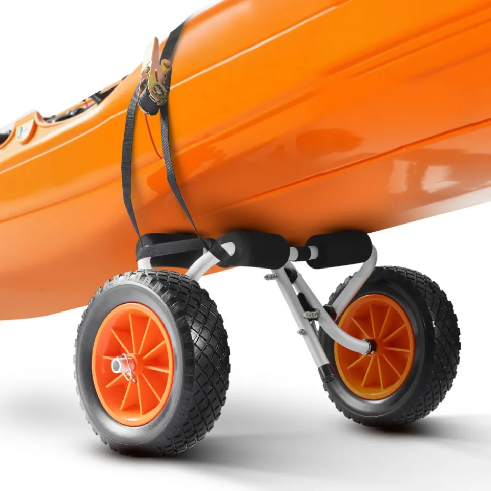 VEVOR Kayak Cart, 200 lbs Load Capacity, Foldable Kayak Trolley with 10-inch Solid Rubber Tires & 1 Ratchet Strap, Paddle Board Trolley for Carrying Kayaks, Canoes, Paddleboards, Float Mats, Jon Boats