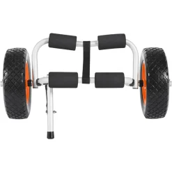 VEVOR Kayak Cart, 200 lbs Load Capacity, Foldable Kayak Trolley with 10-inch Solid Rubber Tires & 1 Ratchet Strap, Paddle Board Trolley for Carrying Kayaks, Canoes, Paddleboards, Float Mats, Jon Boats