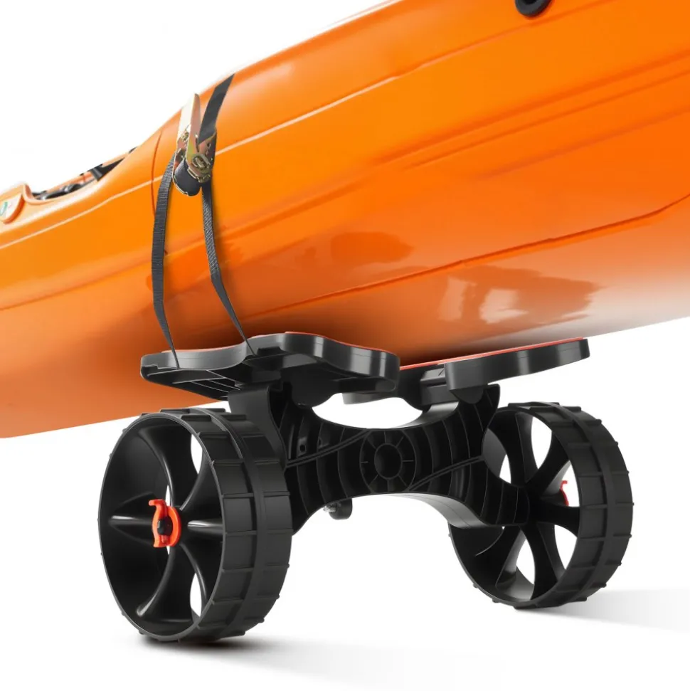 VEVOR Kayak Cart, 300 lbs Load Capacity, Foldable Kayak Trolley with 10-inch Solid Rubber Tires & 1 Ratchet Strap, Paddle Board Trolley for Carrying Kayaks, Canoes, Paddleboards, Float Mats, Jon Boats