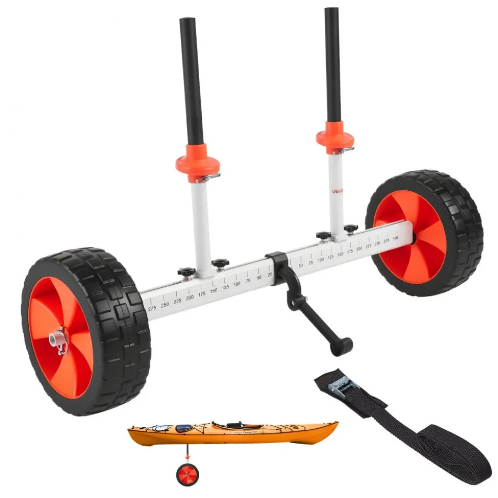 VEVOR Kayak Cart, 230 lbs Load Capacity, Canoe Cart Dolly with 10-inch Solid PU Tires & Kickstand, Assembles & Disassembles Within Seconds, Paddle Board Trolley for Kayaks, Canoes, Paddleboards