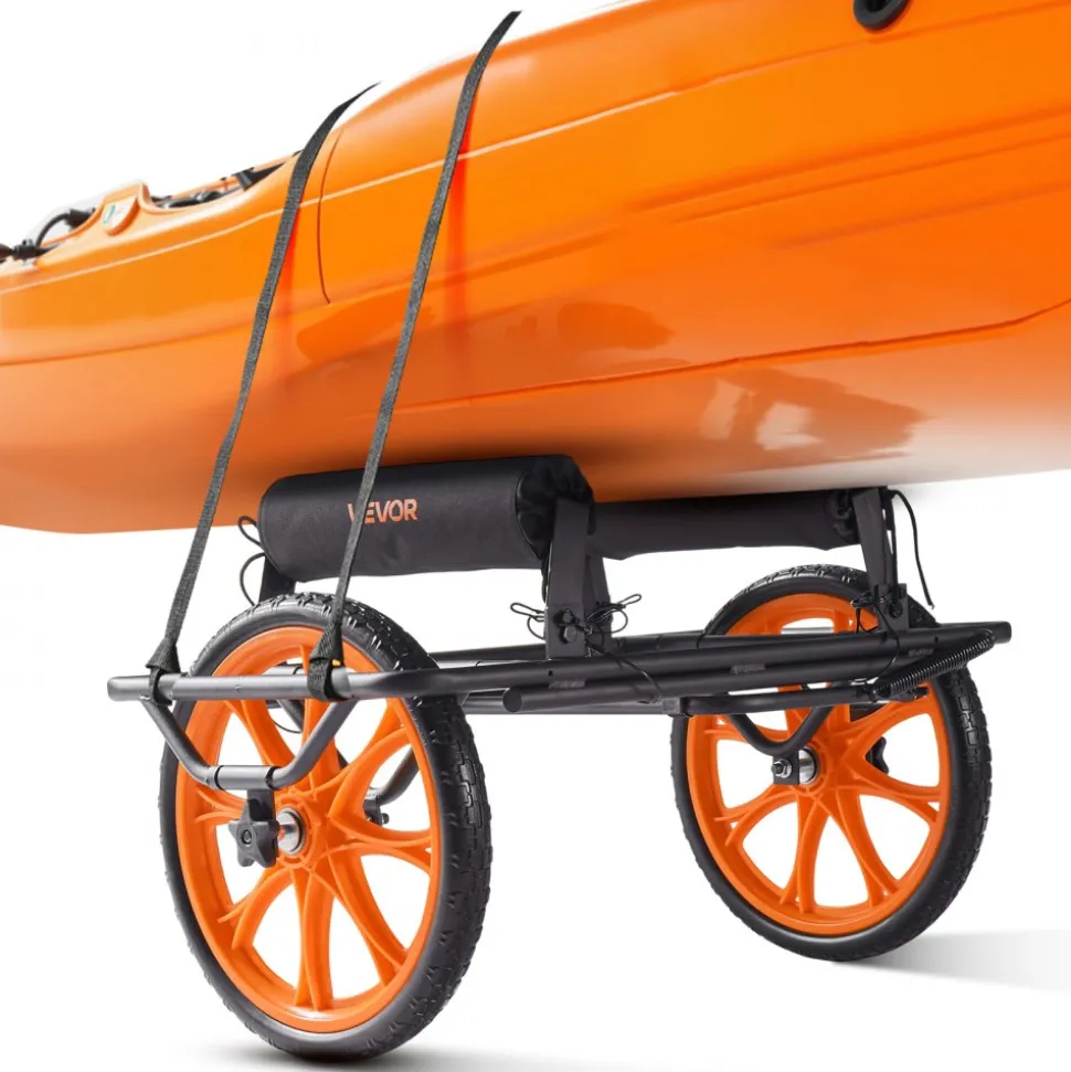 VEVOR Kayak Cart, 330 lbs Load Capacity, Canoe Cart Dolly with 15-inch Solid Rubber Tires & Kickstand, Assembles & Disassembles Within Seconds, Paddle Board Trolley for Kayaks, Canoes, Paddleboards