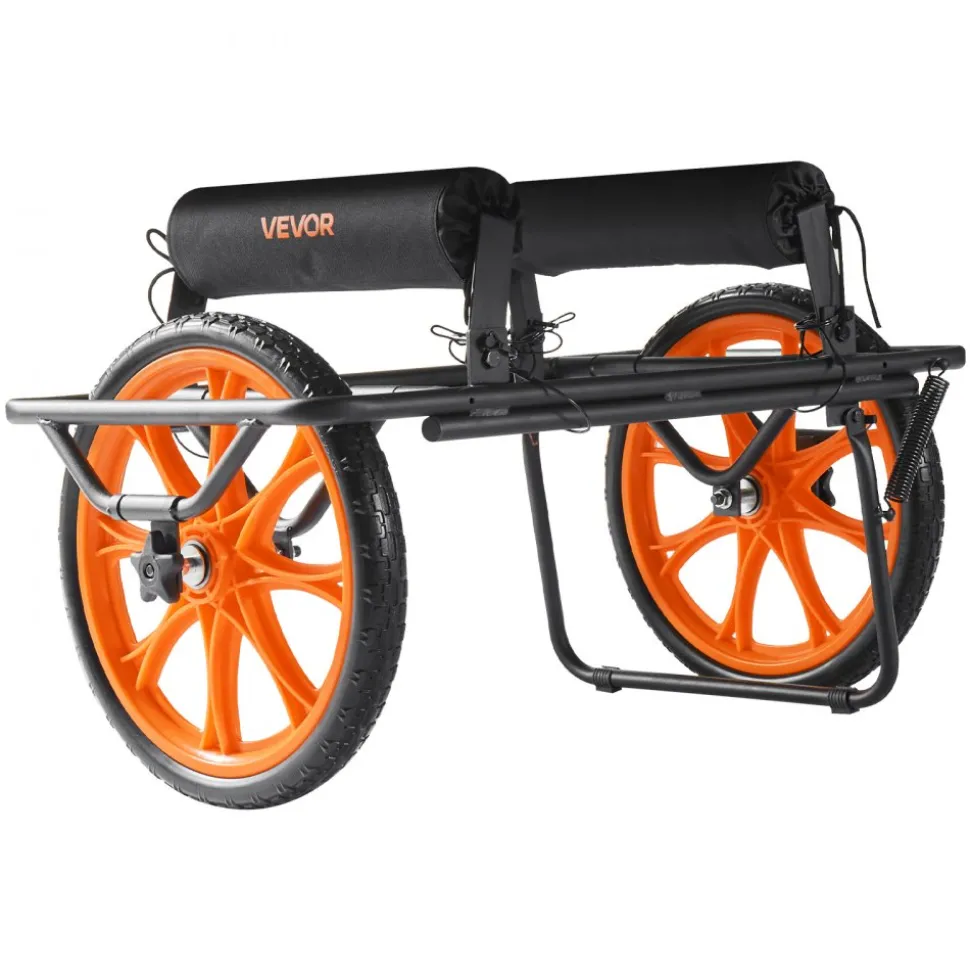 VEVOR Kayak Cart, 330 lbs Load Capacity, Canoe Cart Dolly with 15-inch Solid Rubber Tires & Kickstand, Assembles & Disassembles Within Seconds, Paddle Board Trolley for Kayaks, Canoes, Paddleboards