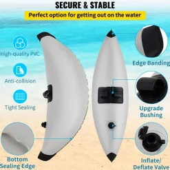 VEVOR Kayak Outrigger Stabilizers, 2 PCS, PVC Inflatable Outrigger Float with Sidekick Arms Rod, Standing Float Stabilizer System Kit for Kayaks, Canoes, Fishing Boats