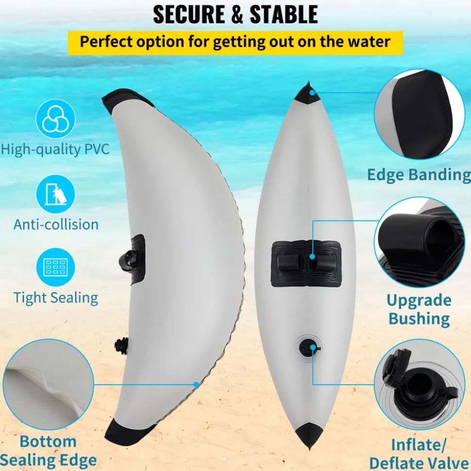 VEVOR Kayak Outrigger Stabilizers, 2 PCS, PVC Inflatable Outrigger Float with Sidekick Arms Rod, Standing Float Stabilizer System Kit for Kayaks, Canoes, Fishing Boats