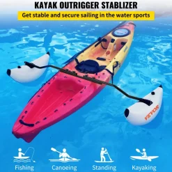 VEVOR Kayak Outrigger Stabilizers, 2 PCS, PVC Inflatable Outrigger Float with Sidekick Arms Rod, Standing Float Stabilizer System Kit for Kayaks, Canoes, Fishing Boats