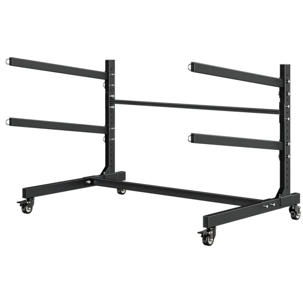 VEVOR Kayak Storage Rack for 2 Kayaks, Holds 175 lbs, Heavy Duty Adjustable Freestanding Stand with Lockable Wheels for Indoor Outdoor Garage Shed Dock, Holder for Canoe, SUP, Surfboard & Paddleboard