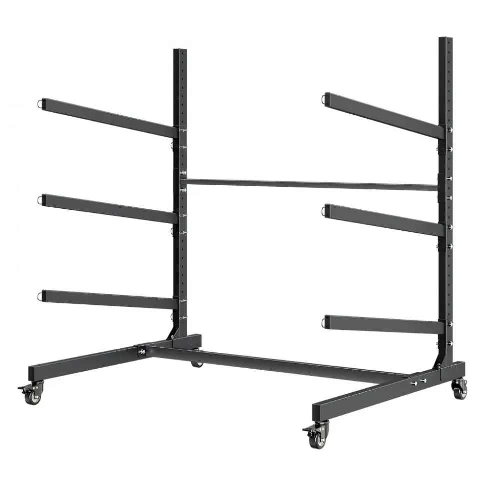 VEVOR Kayak Storage Rack for 3 Kayaks, Holds 200 lbs, Heavy Duty Adjustable Freestanding Stand with Lockable Wheels for Indoor Outdoor Garage Shed Dock, Holder for Canoe, SUP, Surfboard & Paddleboard