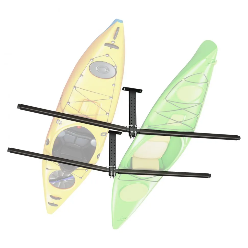 VEVOR Kayak Storage Rack for 2 Kayaks, Holds Up to 250 lbs, Heavy Duty Adjustable Ceiling Rack for Garage Ceiling Mount, Overhead Garage Storage Hanger for Canoe, Ladder, SUP, Surfboard & Paddleboard