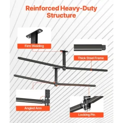 VEVOR Kayak Storage Rack for 2 Kayaks, Holds Up to 250 lbs, Heavy Duty Adjustable Ceiling Rack for Garage Ceiling Mount, Overhead Garage Storage Hanger for Canoe, Ladder, SUP, Surfboard & Paddleboard