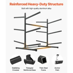 VEVOR Kayak Storage Rack for 6 Kayaks, Holds 400 lbs, Heavy Duty Freestanding Stand for Indoor Outdoor Garage Shed Dock, Storage Rack Stand Holder for Canoe, Small Boat, SUP, Surfboard & Paddleboard