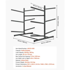 VEVOR Kayak Storage Rack for 6 Kayaks, Holds 400 lbs, Heavy Duty Freestanding Stand for Indoor Outdoor Garage Shed Dock, Storage Rack Stand Holder for Canoe, Small Boat, SUP, Surfboard & Paddleboard