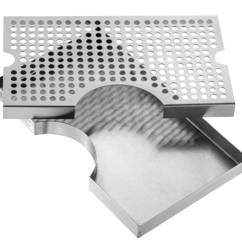 VEVOR Kegerator Beer Drip Tray, 304 Stainless Steel Keg Drip Trays with 4 Non-Slip Rubber Pads and Detachable Cover, Heat / Cold Resistant Beer Tower Drip Pan for Bar Restaurant Coffee Shop Home