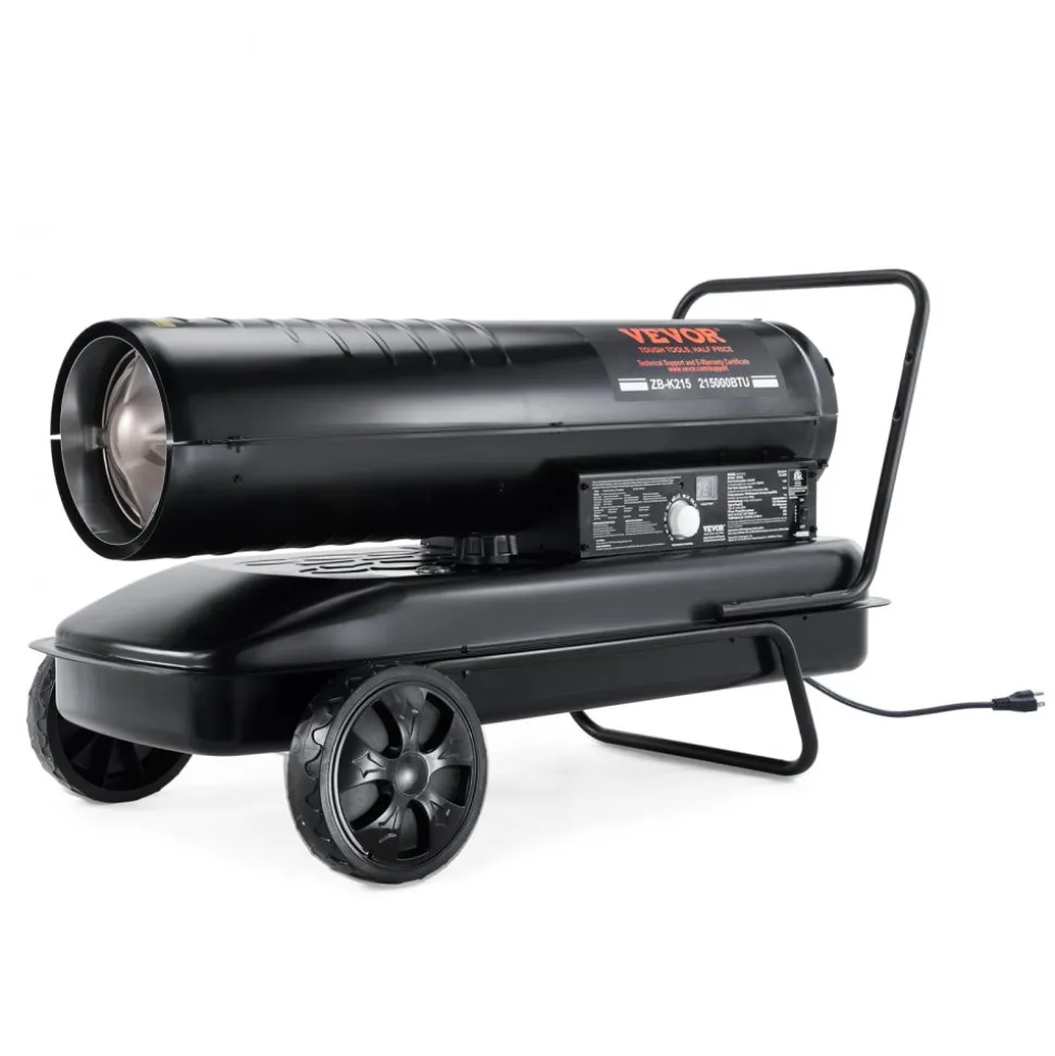 VEVOR Kerosene Forced Air Heater, 215000 BTU Portable Torpedo Diesel Space Heater with Thermostat, 13.2 Gallon Tank Energy-Efficient heavy-duty Heater, for Indoor Outdoor Use Workshop Industry