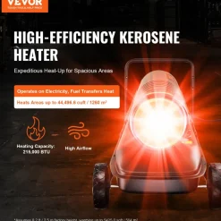 VEVOR Kerosene Forced Air Heater, 215000 BTU Portable Torpedo Diesel Space Heater with Thermostat, 13.2 Gallon Tank Energy-Efficient heavy-duty Heater, for Indoor Outdoor Use Workshop Industry