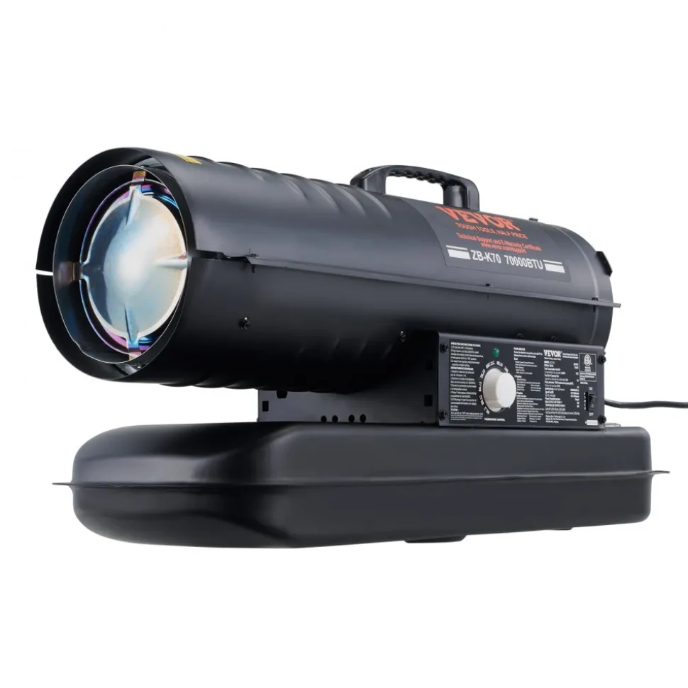 VEVOR Kerosene Forced Air Heater, 70000 BTU Portable Torpedo Diesel Space Heater with Thermostat, 5 Gallon Tank Energy-Efficient heavy-duty Heater, for Indoor Outdoor Use Workshop Industry