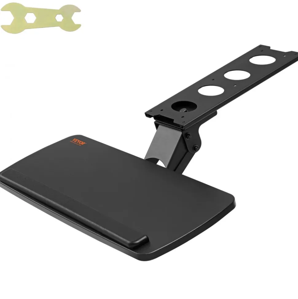 VEVOR Keyboard Tray under Desk Adjustable Height, Height and Angle Adjustable under Desk Keyboard Tray Slide out, Large 25x9.8 inch Keyboard Holder under Desk for Typing in Home, Office Work