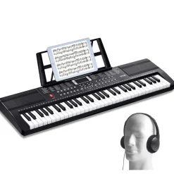 VEVOR 61 Key Digital Keyboard Piano, 200 Tones 200 Rhythms, Electric Portable Piano Keyboard Kit with 60 Demo Songs Built-In Dual Speakers Headphones, Piano Stickers for Beginners Learning