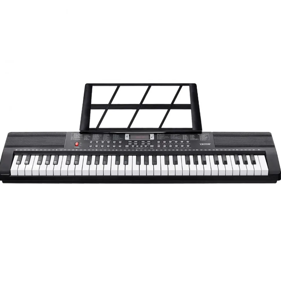 VEVOR 61 Key Digital Keyboard Piano, 200 Tones 200 Rhythms, Electric Portable Piano Keyboard Kit with 60 Demo Songs Built-In Dual Speakers Headphones, Piano Stickers for Beginners Learning