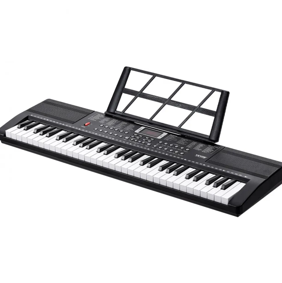 VEVOR 61 Key Digital Keyboard Piano, 200 Tones 200 Rhythms, Electric Portable Piano Keyboard Kit with 60 Demo Songs Built-In Dual Speakers Headphones, Piano Stickers for Beginners Learning