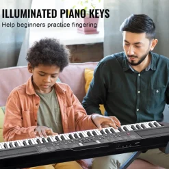 VEVOR 61 Key Digital Keyboard Piano, 200 Tones 200 Rhythms, Electric Portable Piano Keyboard Kit with 60 Demo Songs Built-In Dual Speakers Headphones, Piano Stickers for Beginners Learning