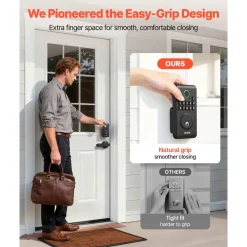 VEVOR Keyless Entry Door Lock with Handle Set, Electronic Keypad Deadbolt with Lever Handles, Pioneering Easy-Grip Design, Customizable User Codes, Keyed Entry, Auto Lock, Anti-Peeking, Matte Black