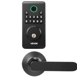 VEVOR Keyless Entry Door Lock with Handle Set, Electronic Keypad Deadbolt with Lever Handles, Pioneering Easy-Grip Design, Customizable User Codes, Keyed Entry, Auto Lock, Anti-Peeking, Matte Black