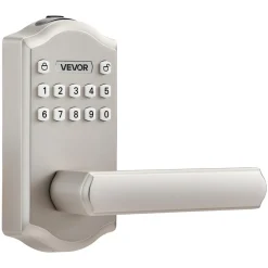 VEVOR Keyless Entry Door Lock with Handle, Electronic Lever Door Handle with Keypad, Customizable User Codes, Keyed Entry, Auto Lock, Anti-Peeking Password, Backlit Keypad, for Home, Satin Nickel