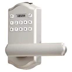 VEVOR Keyless Entry Door Lock with Handle, Electronic Lever Door Handle with Keypad, Customizable User Codes, Keyed Entry, Auto Lock, Anti-Peeking Password, Backlit Keypad, for Home, Satin Nickel
