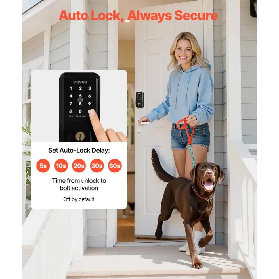 VEVOR Keyless Entry Door Lock, Touchpad Electronic Deadbolt with IC Card, Customizable User Codes, Keyed Entry, Auto Lock, Anti-Peeking Password, Backlit, Easy Installation, for Home, Matte Black