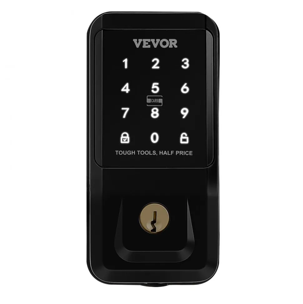 VEVOR Keyless Entry Door Lock, Touchpad Electronic Deadbolt with IC Card, Customizable User Codes, Keyed Entry, Auto Lock, Anti-Peeking Password, Backlit, Easy Installation, for Home, Matte Black