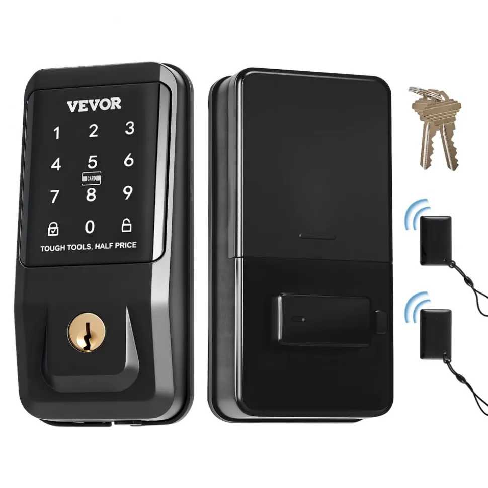 VEVOR Keyless Entry Door Lock, Touchpad Electronic Deadbolt with IC Card, Customizable User Codes, Keyed Entry, Auto Lock, Anti-Peeking Password, Backlit, Easy Installation, for Home, Matte Black