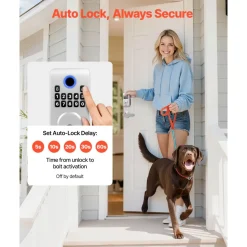 VEVOR Keyless Entry Door Lock with Handle Set, Electronic Keypad Deadbolt with Lever Handles, Pioneering Easy-Grip Design, Customizable User Codes, Keyed Entry, Auto Lock, Anti-Peeking, Silver