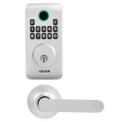 VEVOR Keyless Entry Door Lock with Handle Set, Electronic Keypad Deadbolt with Lever Handles, Pioneering Easy-Grip Design, Customizable User Codes, Keyed Entry, Auto Lock, Anti-Peeking, Silver