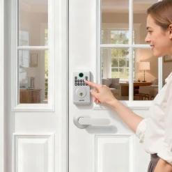 VEVOR Keyless Entry Door Lock with Handle Set, Electronic Keypad Deadbolt with Lever Handles, Pioneering Easy-Grip Design, Customizable User Codes, Keyed Entry, Auto Lock, Anti-Peeking, Silver