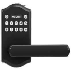 VEVOR Keyless Entry Door Lock with Handle, Electronic Lever Door Handle with Keypad, Customizable User Codes, Keyed Entry, Auto Lock, Anti-Peeking Password, Backlit Keypad, for Home, Matte Black