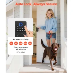 VEVOR Keyless Entry Door Lock, Electronic Deadbolt with Customizable User Codes, Pioneering Easy-Grip Design, Keyed Entry, Auto Lock, Anti-Peeking Password, Backlit Keypad, for Home, Matte Black