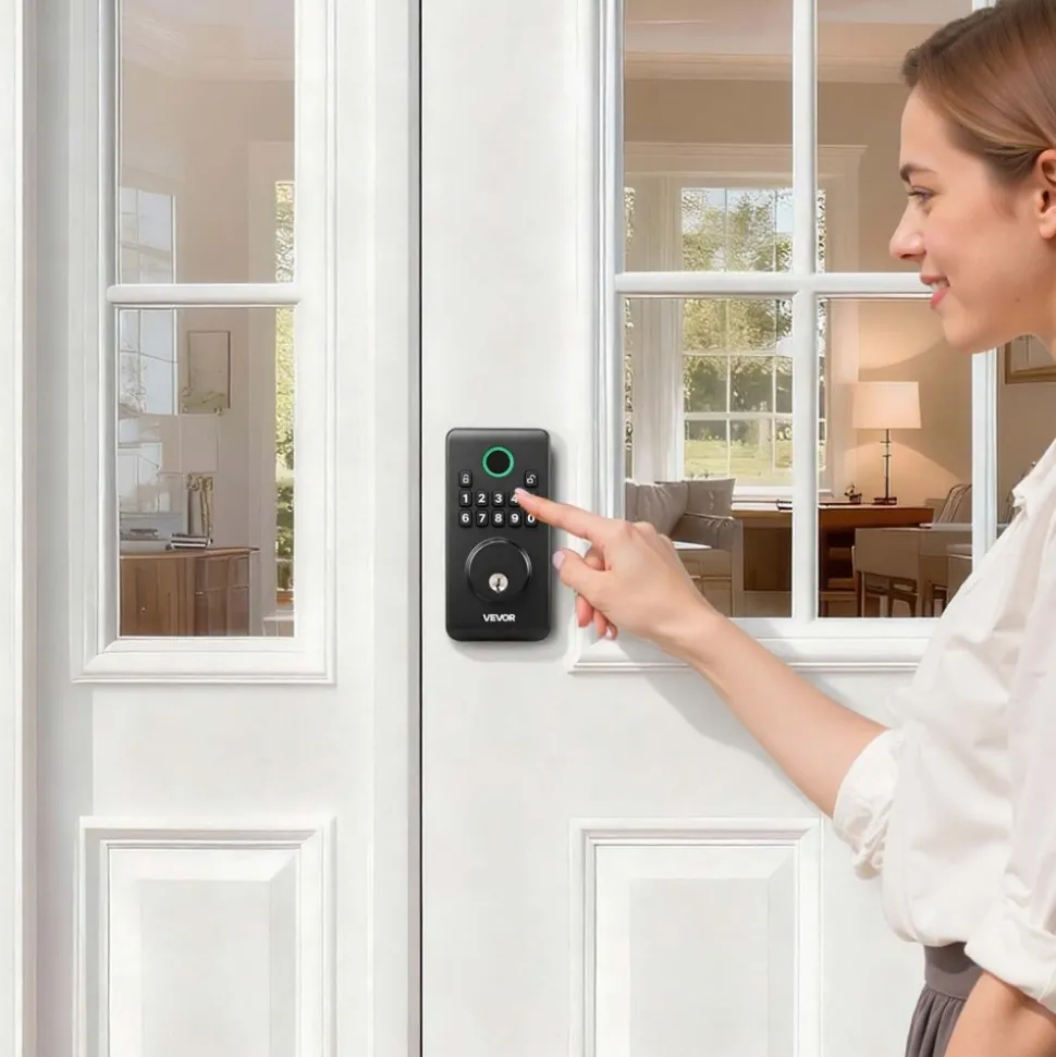 VEVOR Keyless Entry Door Lock, Electronic Deadbolt with Customizable User Codes, Pioneering Easy-Grip Design, Keyed Entry, Auto Lock, Anti-Peeking Password, Backlit Keypad, for Home, Matte Black