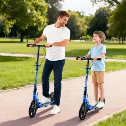 VEVOR Kick Scooter for Kids Ages 8+, Teens & Adults, 2-Wheel Toddler Scooter with Adjustable Height Handlebar, Wide Anti-Slip Deck, Foldable Lightweight Frame for Boys & Girls up to 220 lbs, Gray