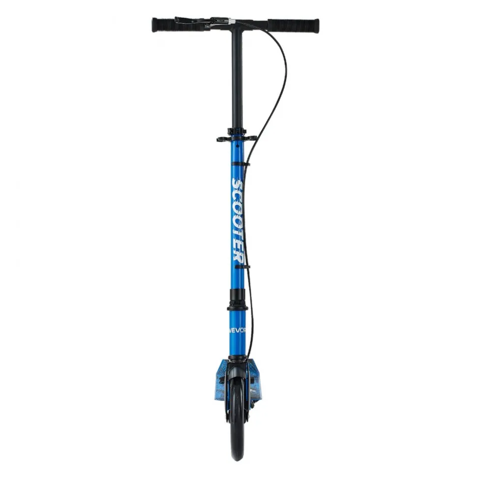 VEVOR Kick Scooter for Kids Ages 8+, Teens & Adults, 2-Wheel Toddler Scooter with Height Adjustable Handlebar, Wide Anti-Slip Deck, Foldable Lightweight for Boys & Girls up to 220 lbs, Black + Blue
