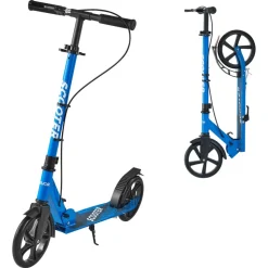 VEVOR Kick Scooter for Kids Ages 8+, Teens & Adults, 2-Wheel Toddler Scooter with Height Adjustable Handlebar, Wide Anti-Slip Deck, Foldable Lightweight for Boys & Girls up to 220 lbs, Black + Blue