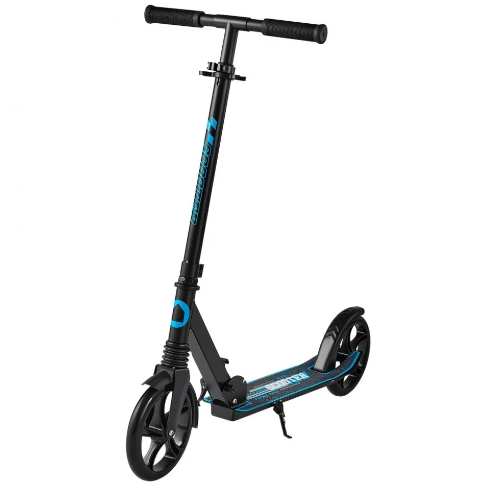 VEVOR Kick Scooter for Kids Ages 8+, Teens & Adults, 2-Wheel Toddler Scooter with Adjustable Height Handlebar, Wide Anti-Slip Deck, Foldable Lightweight for Boys & Girls up to 220 lbs, Black + Blue